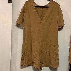 Casual Olive Green Reversible Romper with Pockets